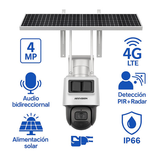 CAMARA DOMO PTZ IP 4MP P/EXTERIOR IR 4MM 4G CON PANEL SOLAR